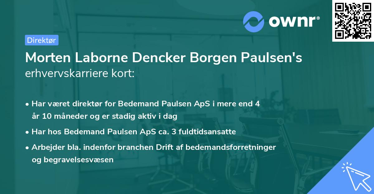 Morten Laborne Dencker Borgen Paulsen's erhvervskarriere kort