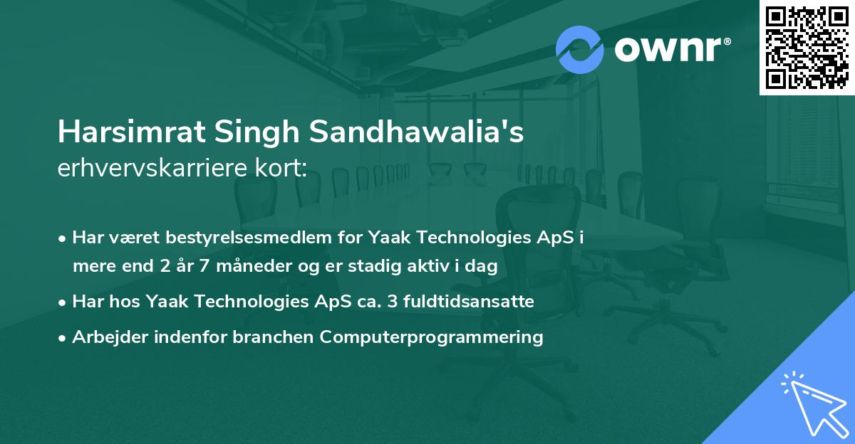 Harsimrat Singh Sandhawalia's erhvervskarriere kort