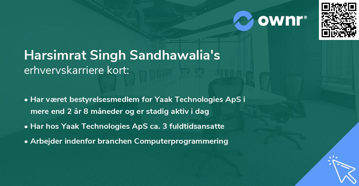 Harsimrat Singh Sandhawalia's erhvervskarriere kort