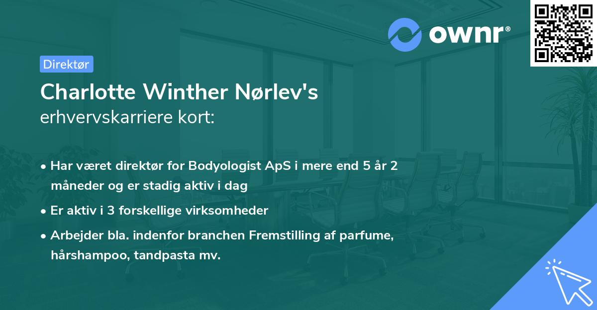 Charlotte Winther Nørlev's erhvervskarriere kort