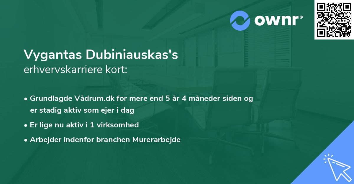 Vygantas Dubiniauskas's erhvervskarriere kort