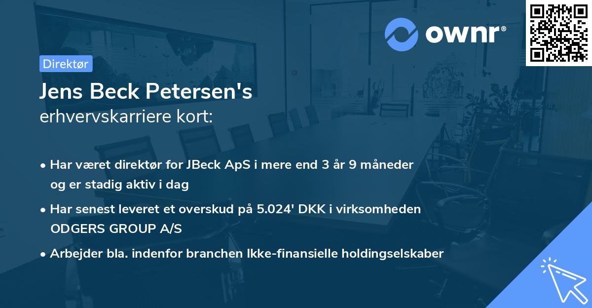 Jens Beck Petersen's erhvervskarriere kort