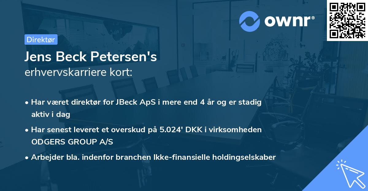 Jens Beck Petersen's erhvervskarriere kort