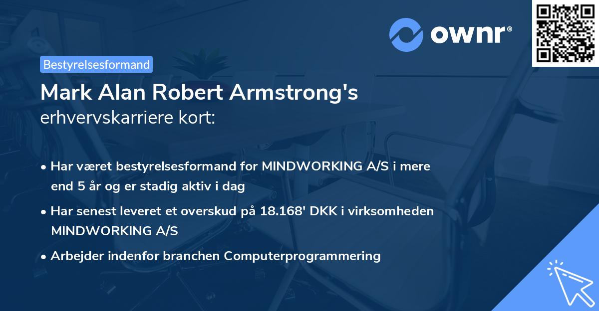 Mark Alan Robert Armstrong's erhvervskarriere kort