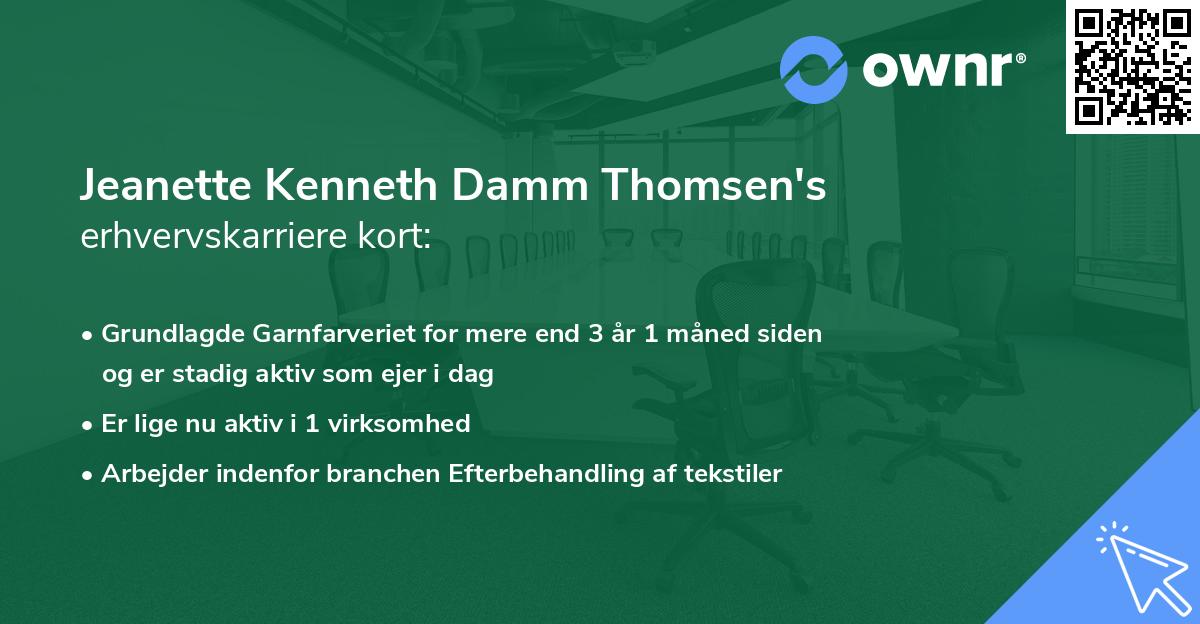 Jeanette Kenneth Damm Thomsen's erhvervskarriere kort