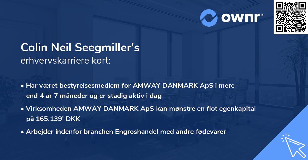 Colin Neil Seegmiller's erhvervskarriere kort