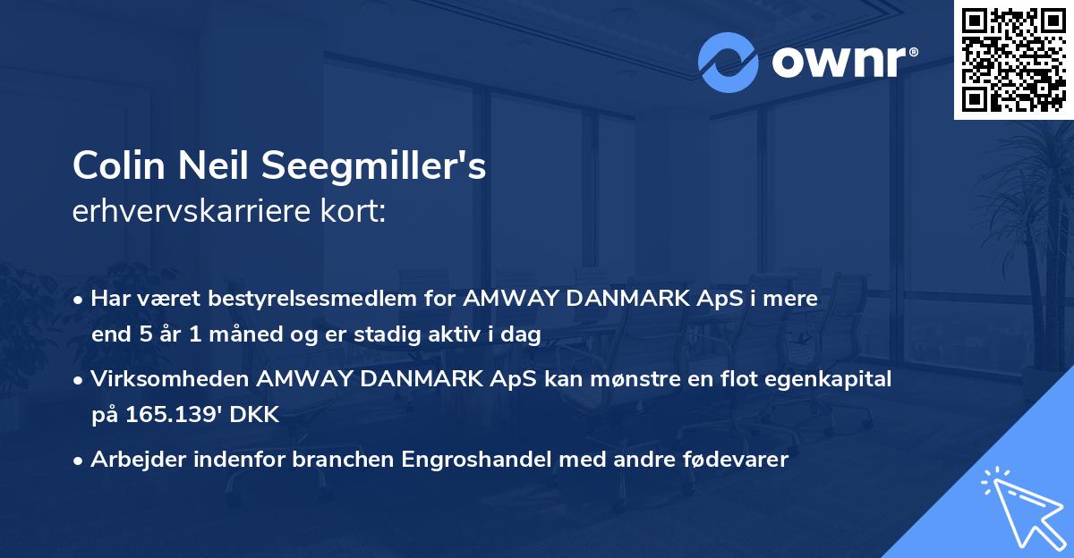 Colin Neil Seegmiller's erhvervskarriere kort