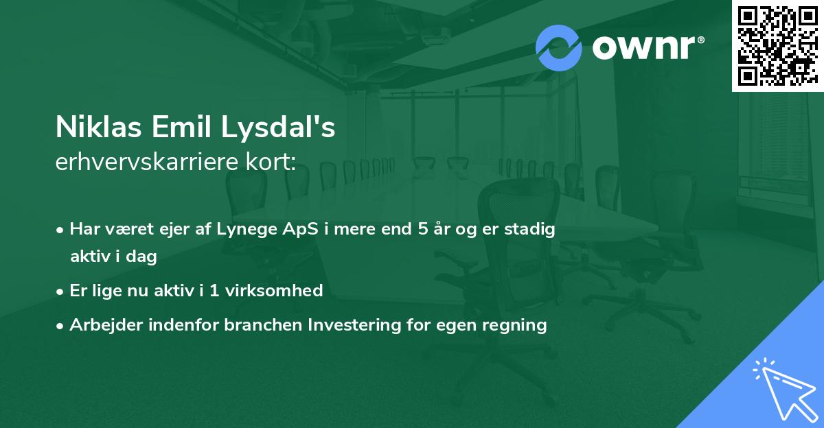 Niklas Emil Lysdal's erhvervskarriere kort