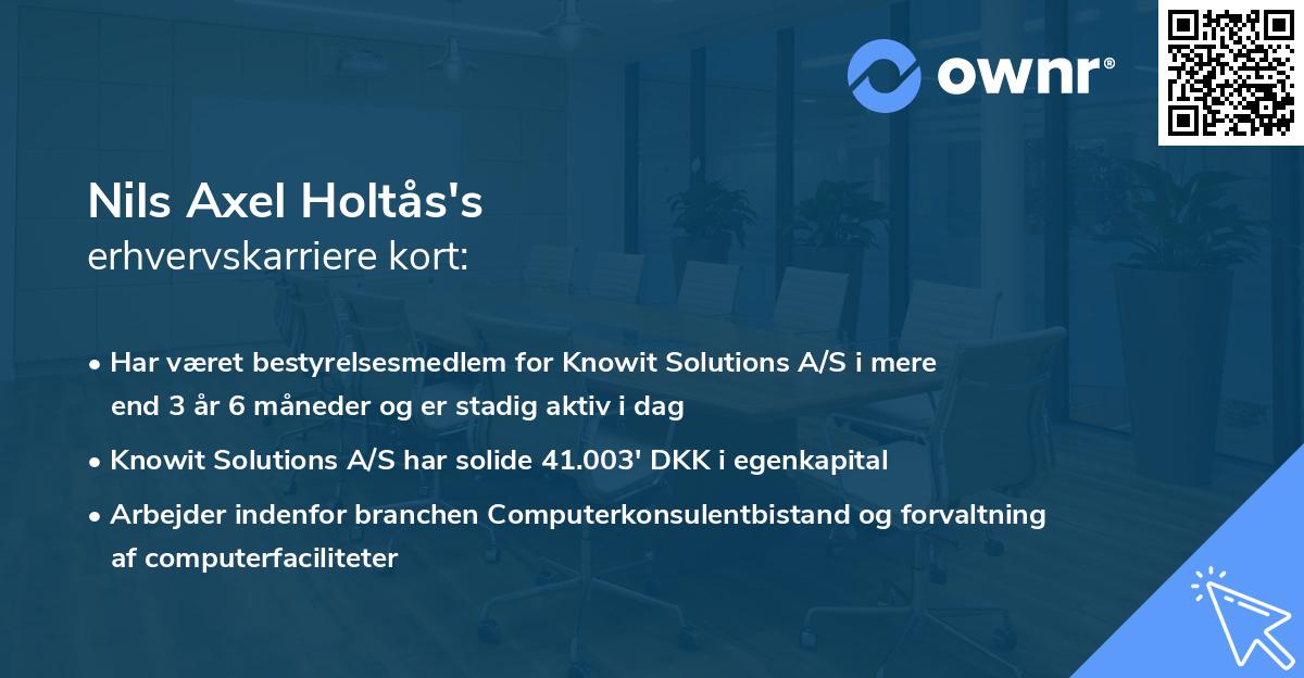 Nils Axel Holtås's erhvervskarriere kort