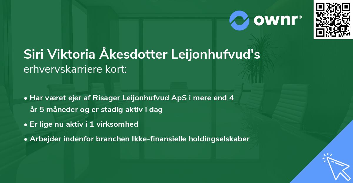Siri Viktoria Åkesdotter Leijonhufvud's erhvervskarriere kort