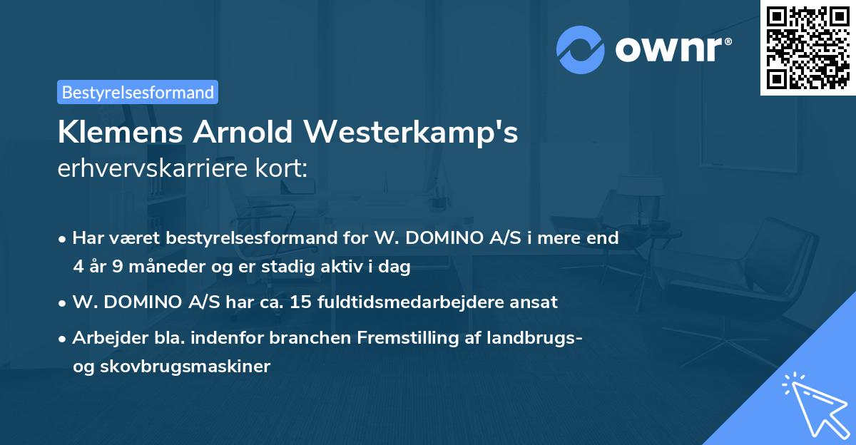 Klemens Arnold Westerkamp's erhvervskarriere kort