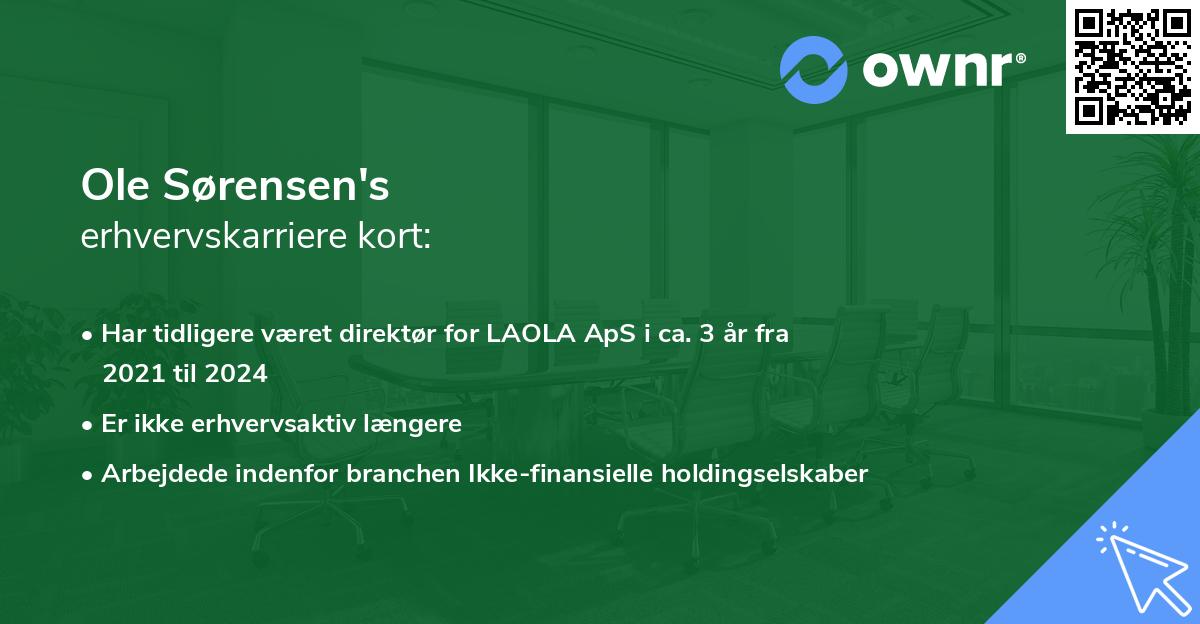 Ole Sørensen's erhvervskarriere kort