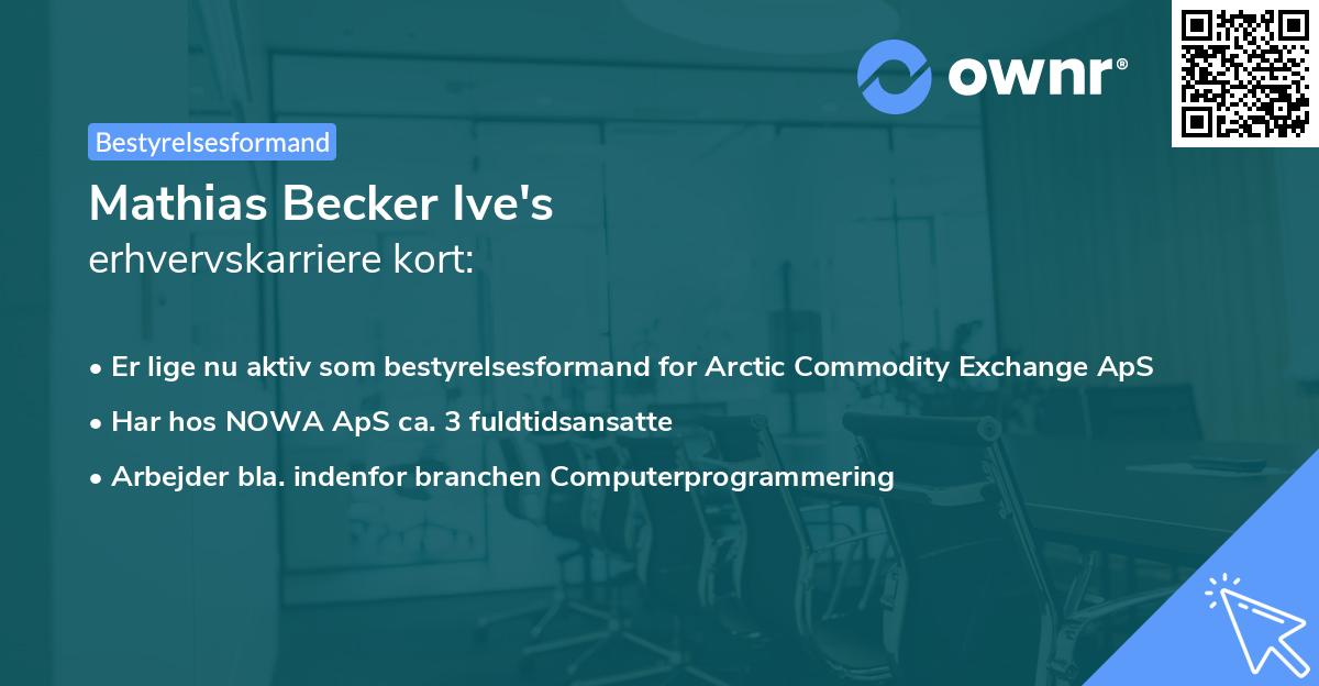 Mathias Becker Ive's erhvervskarriere kort