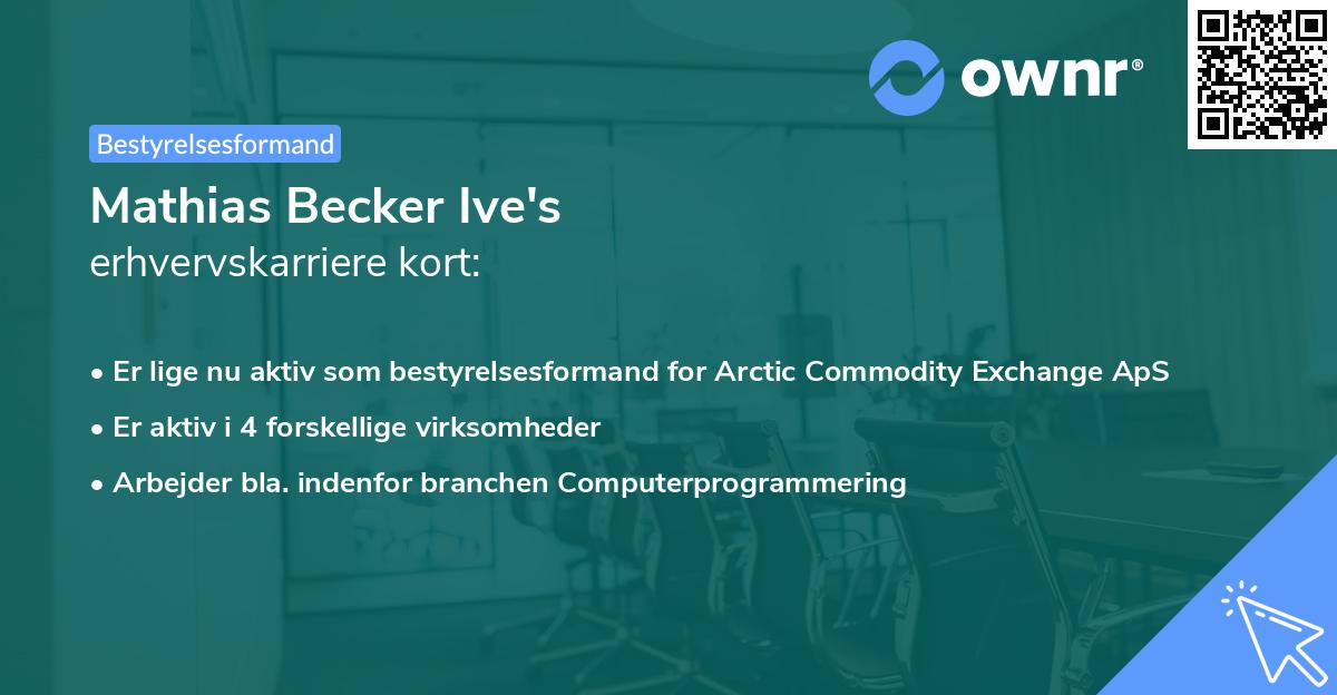 Mathias Becker Ive's erhvervskarriere kort