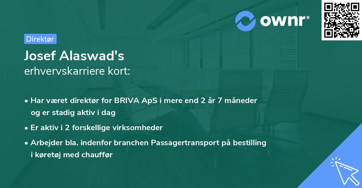 Josef Alaswad's erhvervskarriere kort