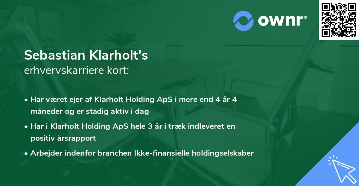 Sebastian Klarholt's erhvervskarriere kort