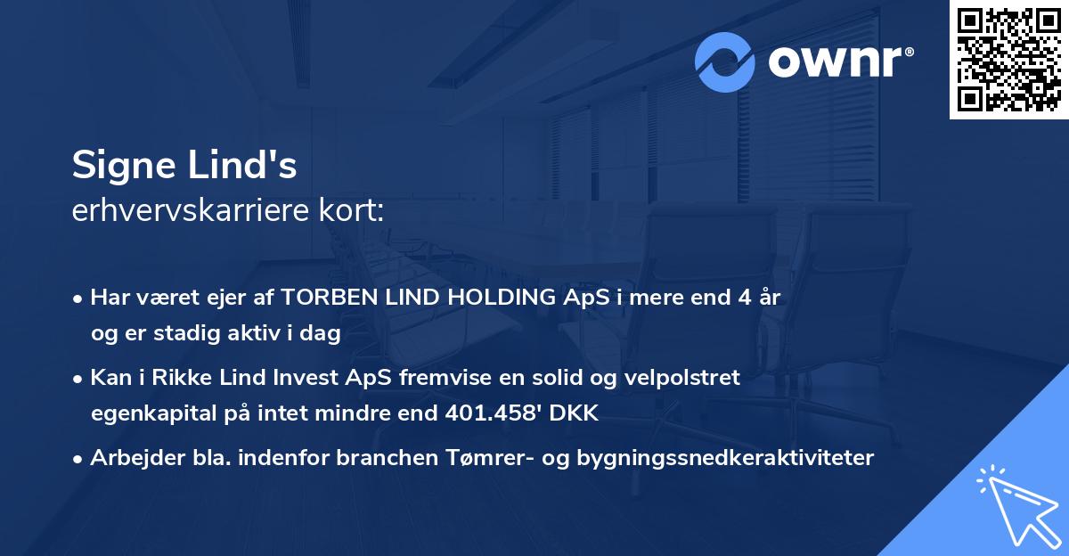 Signe Lind's erhvervskarriere kort