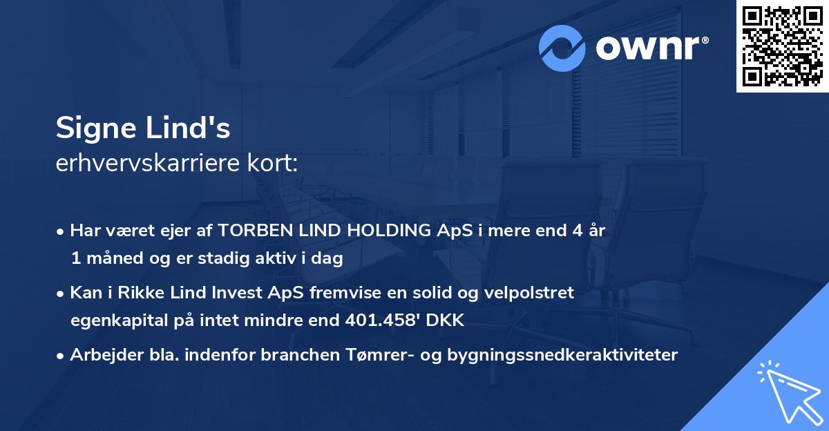 Signe Lind's erhvervskarriere kort