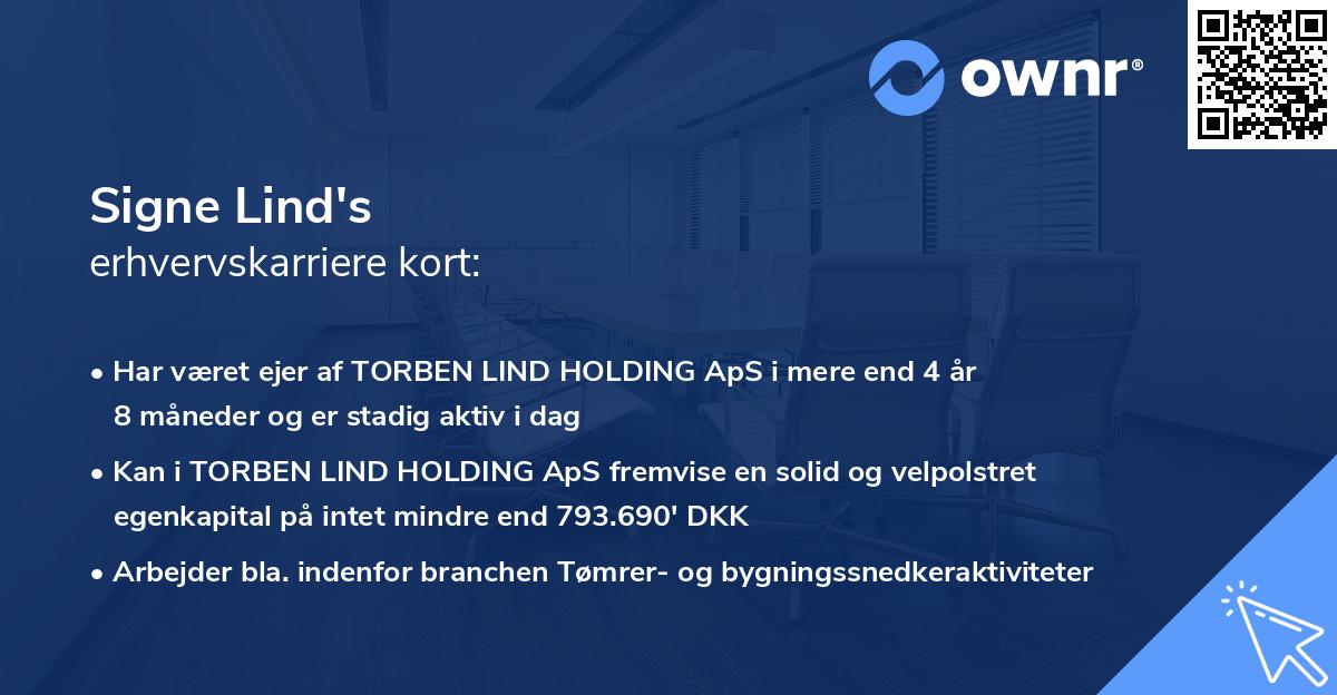 Signe Lind's erhvervskarriere kort