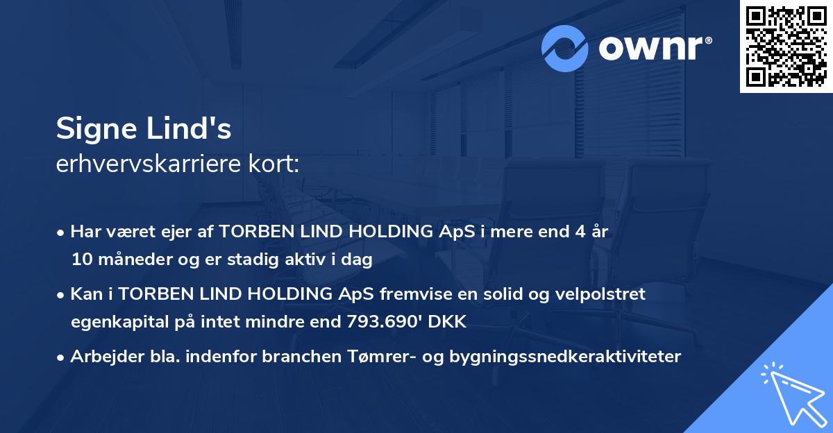 Signe Lind's erhvervskarriere kort