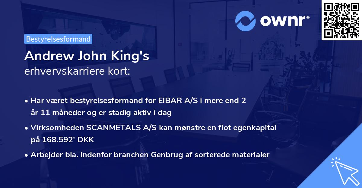 Andrew John King's erhvervskarriere kort