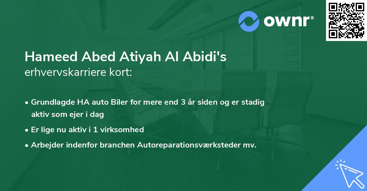 Hameed Abed Atiyah Al Abidi's erhvervskarriere kort