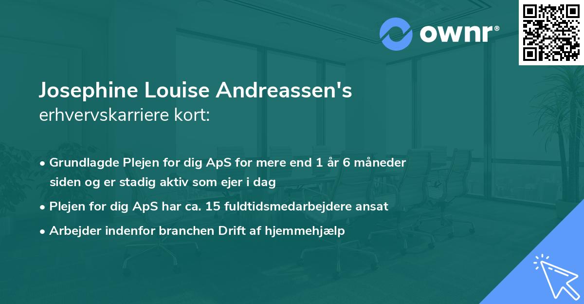 Josephine Louise Andreassen's erhvervskarriere kort
