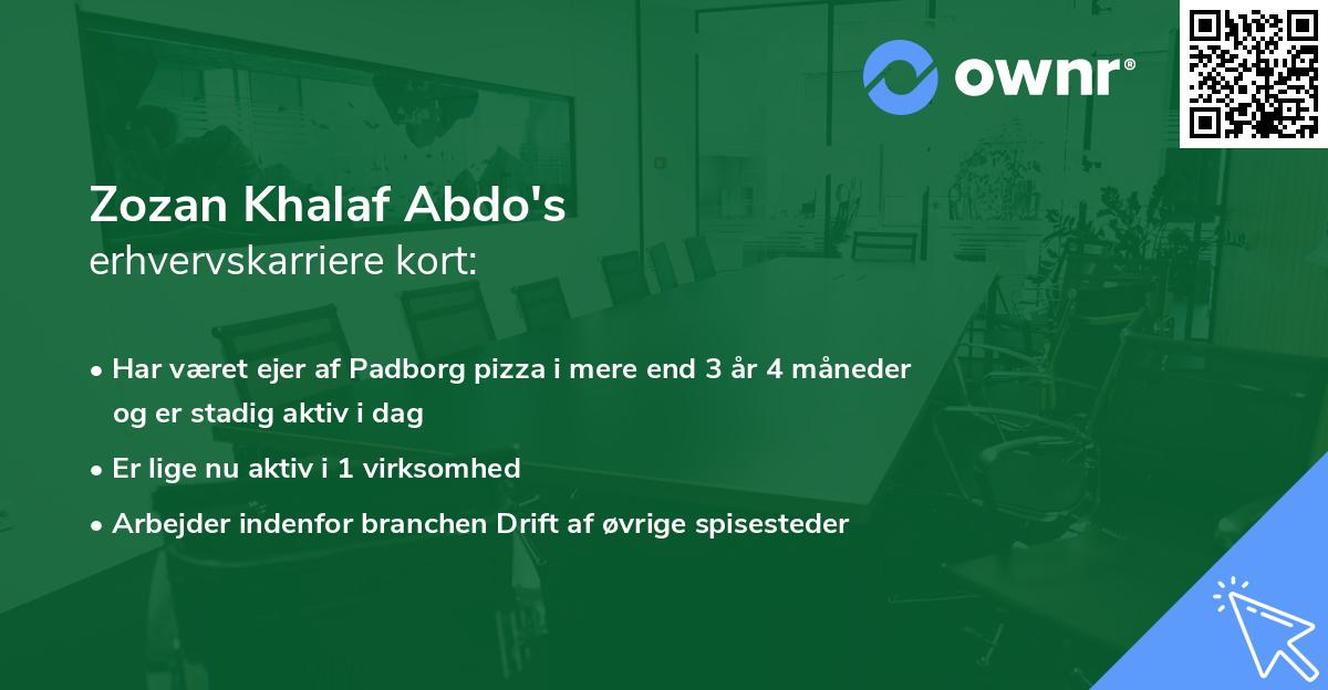 Zozan Khalaf Abdo's erhvervskarriere kort