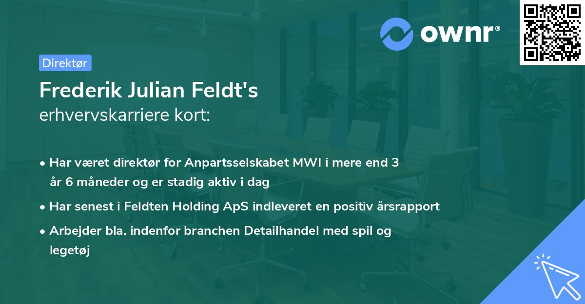 Frederik Julian Feldt's erhvervskarriere kort
