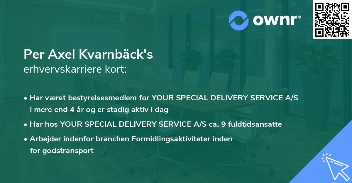 Per Axel Kvarnbäck's erhvervskarriere kort