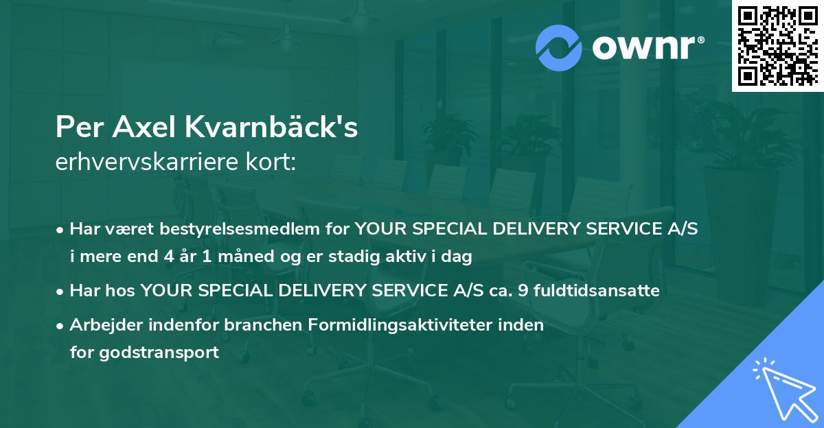 Per Axel Kvarnbäck's erhvervskarriere kort