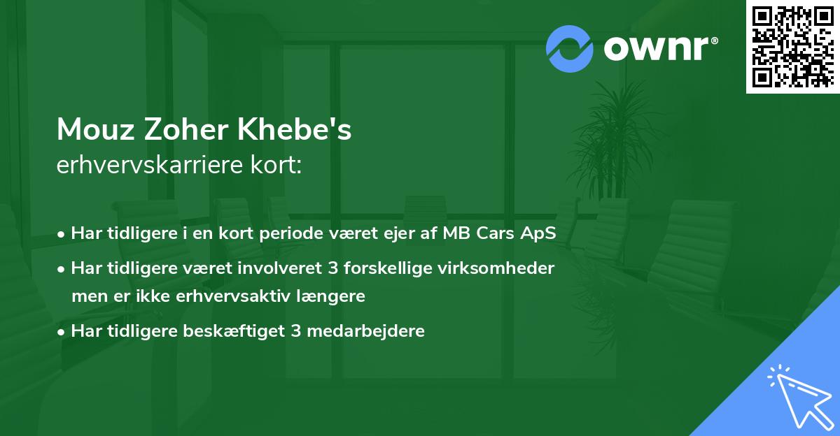 Mouz Zoher Khebe's erhvervskarriere kort