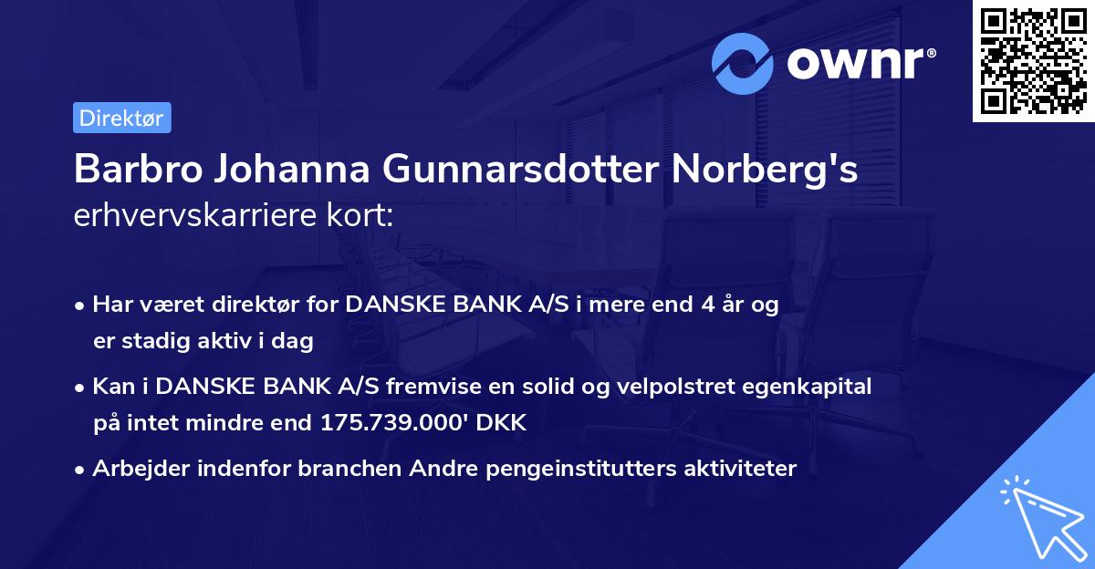 Barbro Johanna Gunnarsdotter Norberg's erhvervskarriere kort