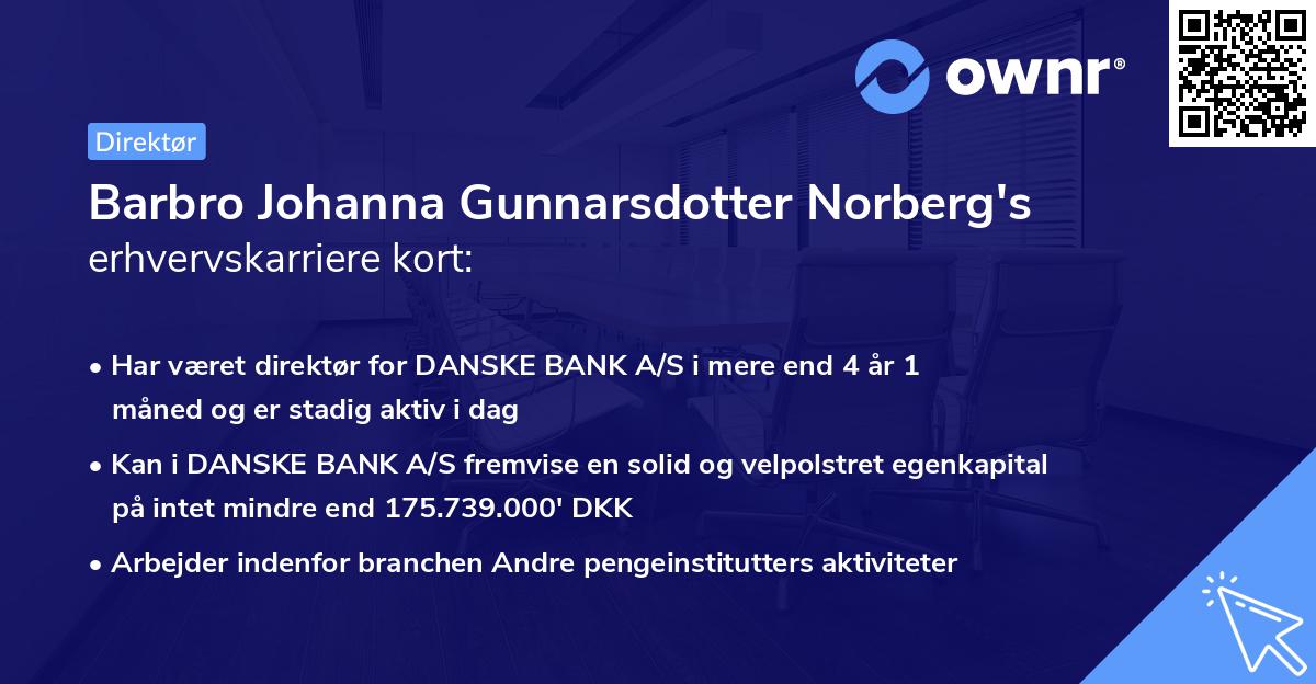 Barbro Johanna Gunnarsdotter Norberg's erhvervskarriere kort