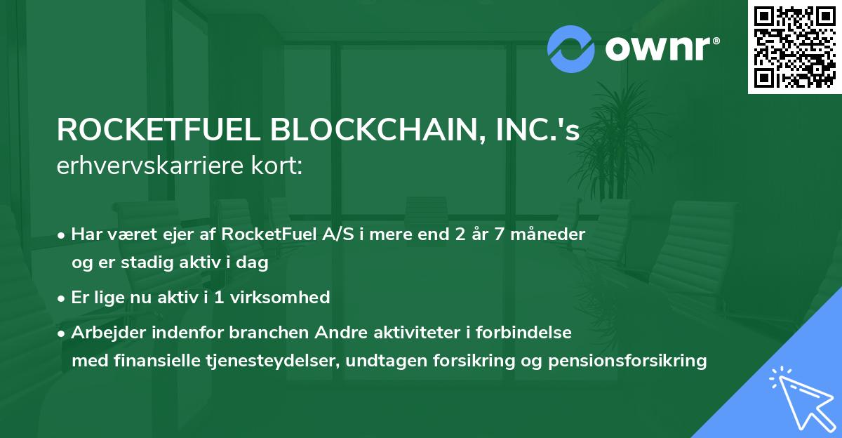 ROCKETFUEL BLOCKCHAIN, INC.'s erhvervskarriere kort