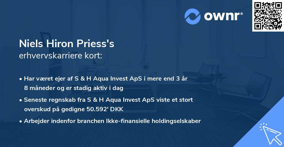 Niels Hiron Priess's erhvervskarriere kort