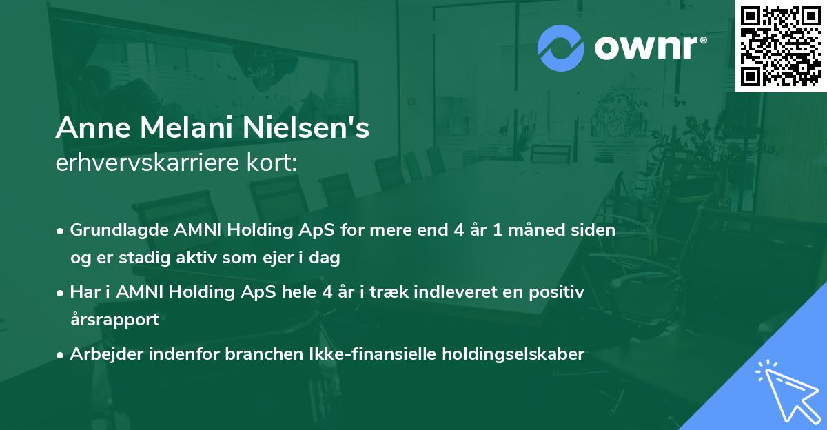 Anne Melani Nielsen's erhvervskarriere kort