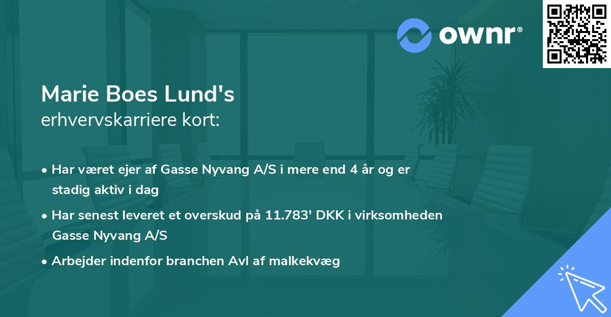 Marie Boes Lund's erhvervskarriere kort