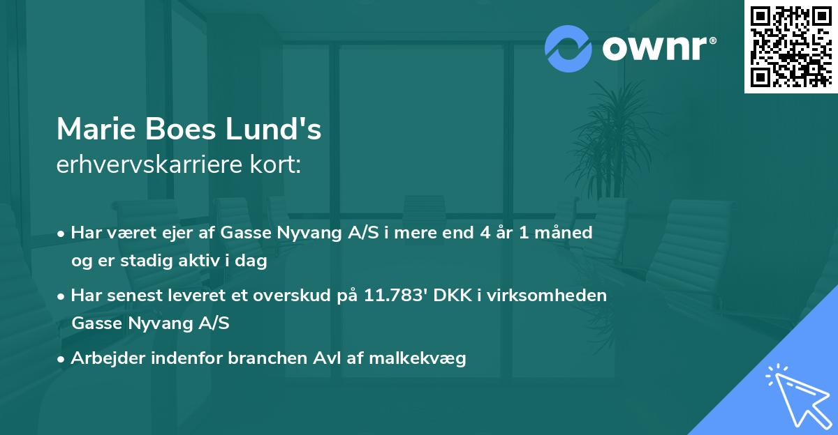 Marie Boes Lund's erhvervskarriere kort