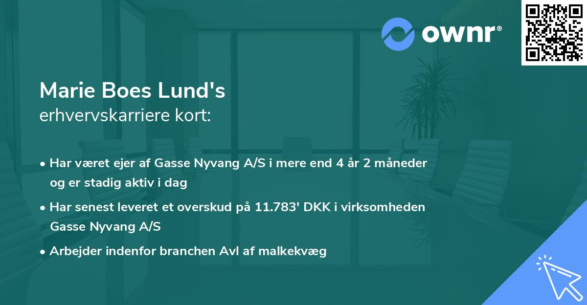Marie Boes Lund's erhvervskarriere kort