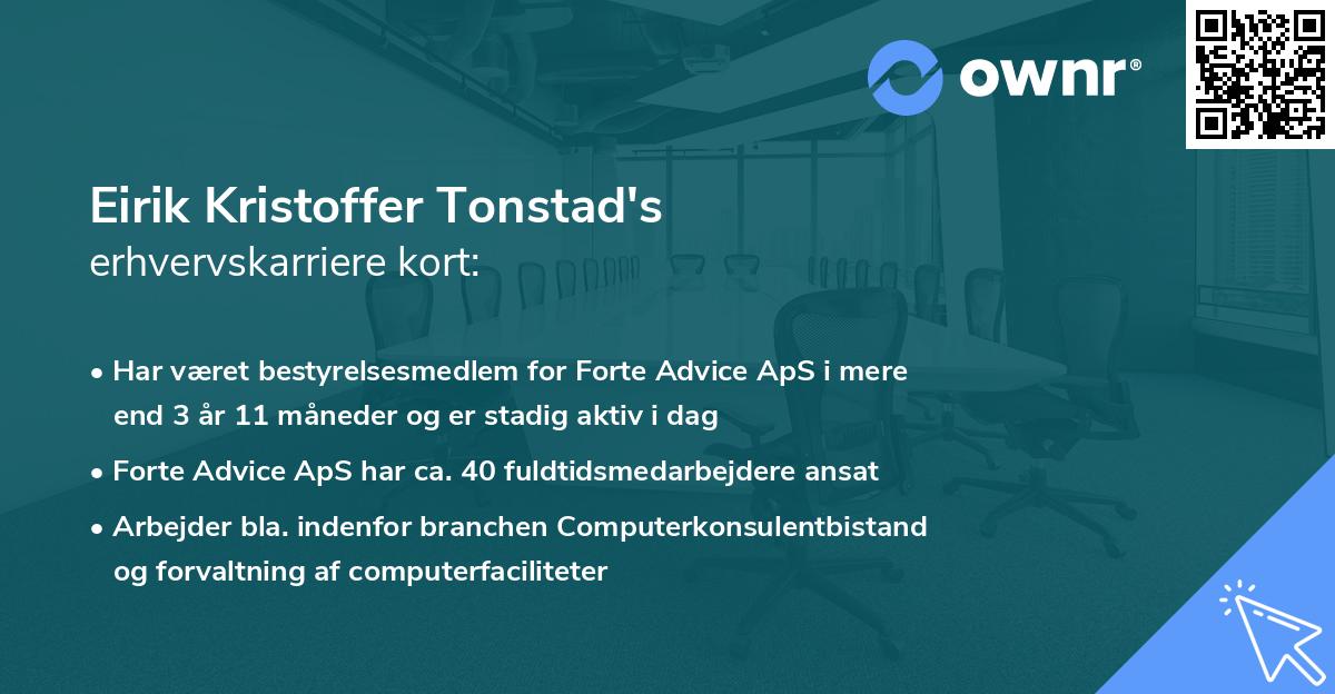 Eirik Kristoffer Tonstad's erhvervskarriere kort