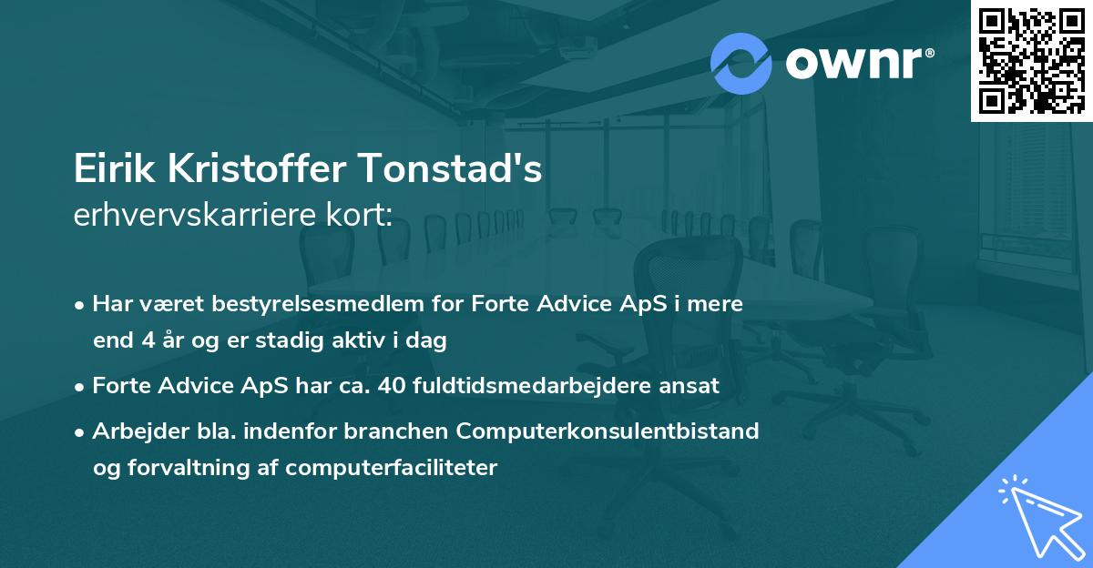 Eirik Kristoffer Tonstad's erhvervskarriere kort