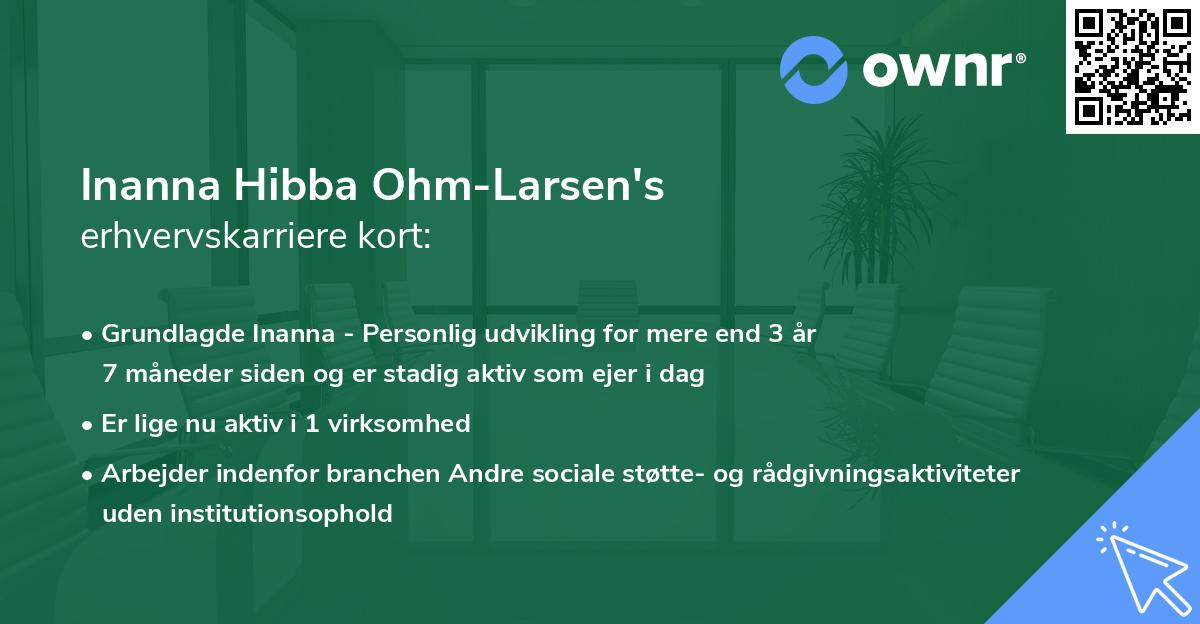 Inanna Hibba Ohm-Larsen's erhvervskarriere kort