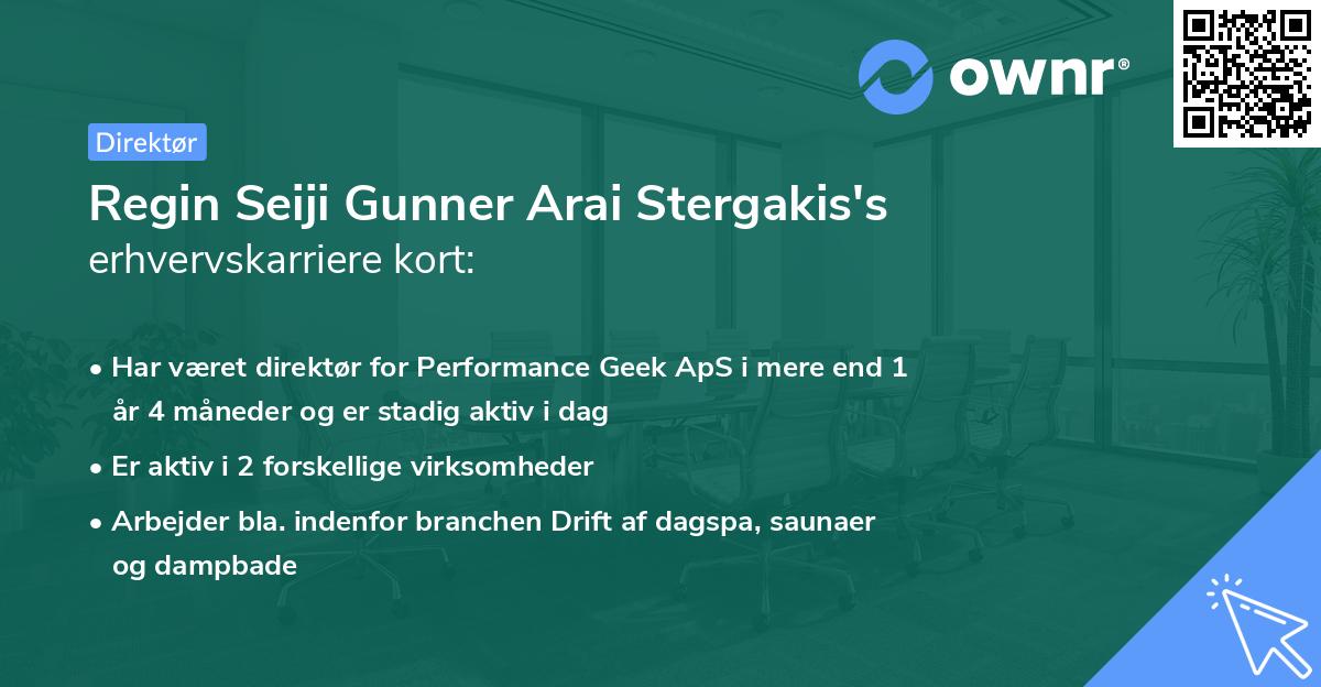 Regin Seiji Gunner Arai Stergakis's erhvervskarriere kort