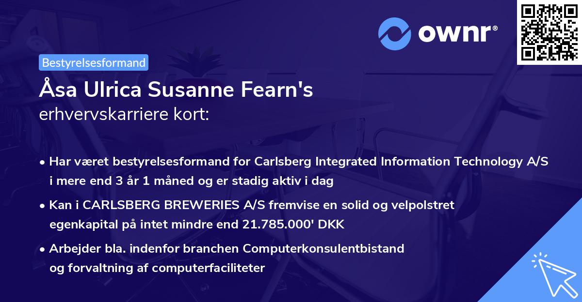 Åsa Ulrica Susanne Fearn's erhvervskarriere kort