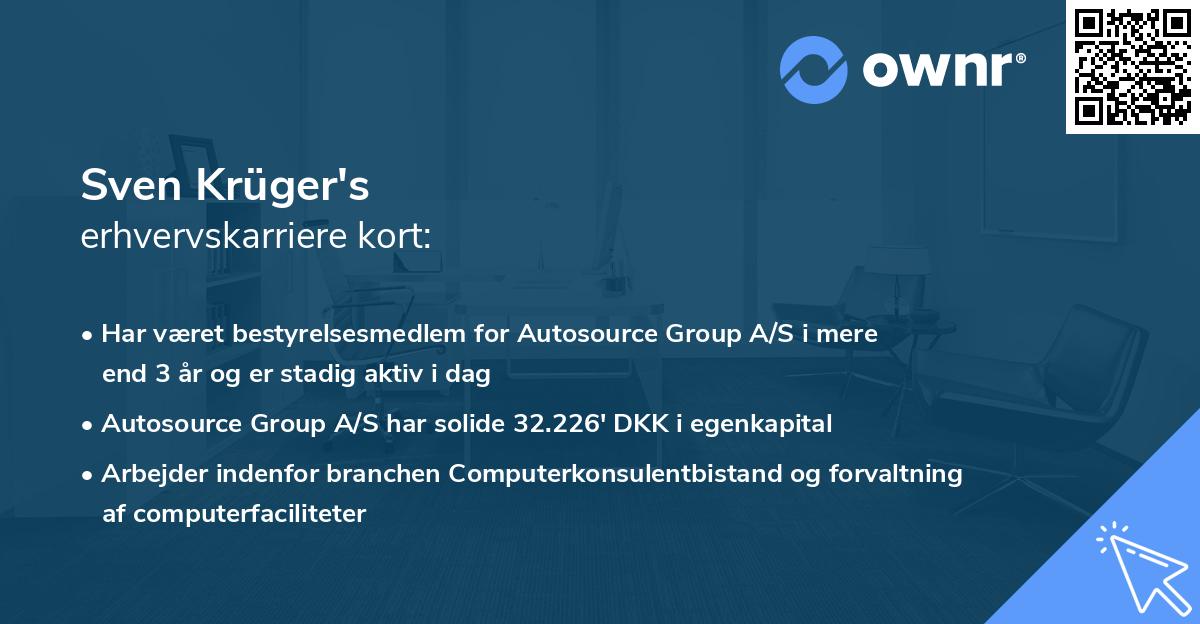 Sven Krüger's erhvervskarriere kort