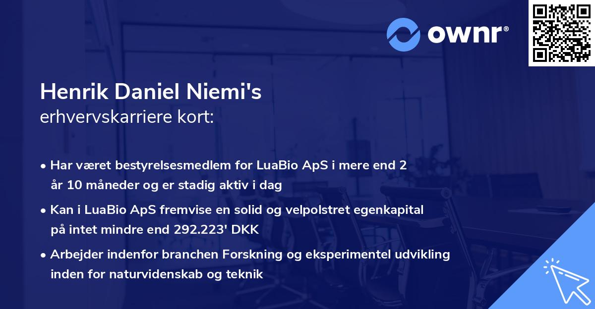 Henrik Daniel Niemi's erhvervskarriere kort