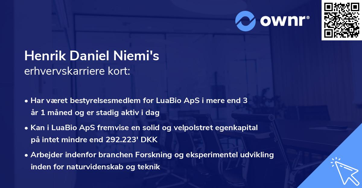 Henrik Daniel Niemi's erhvervskarriere kort