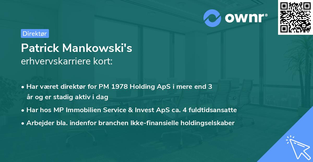 Patrick Mankowski's erhvervskarriere kort