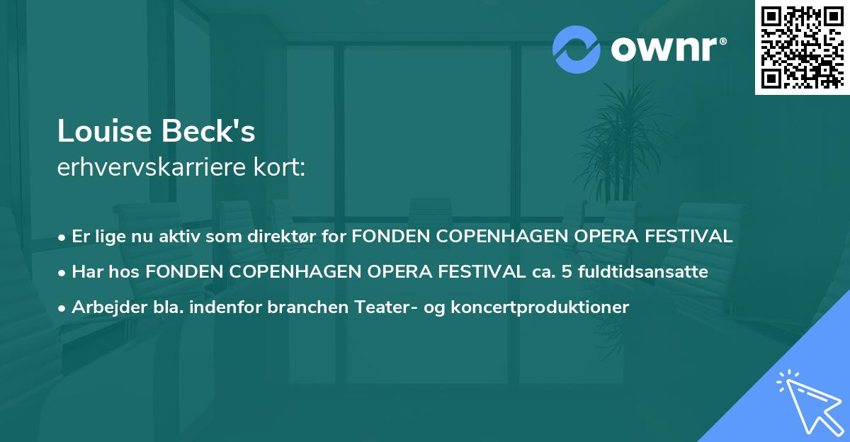 Louise Beck's erhvervskarriere kort